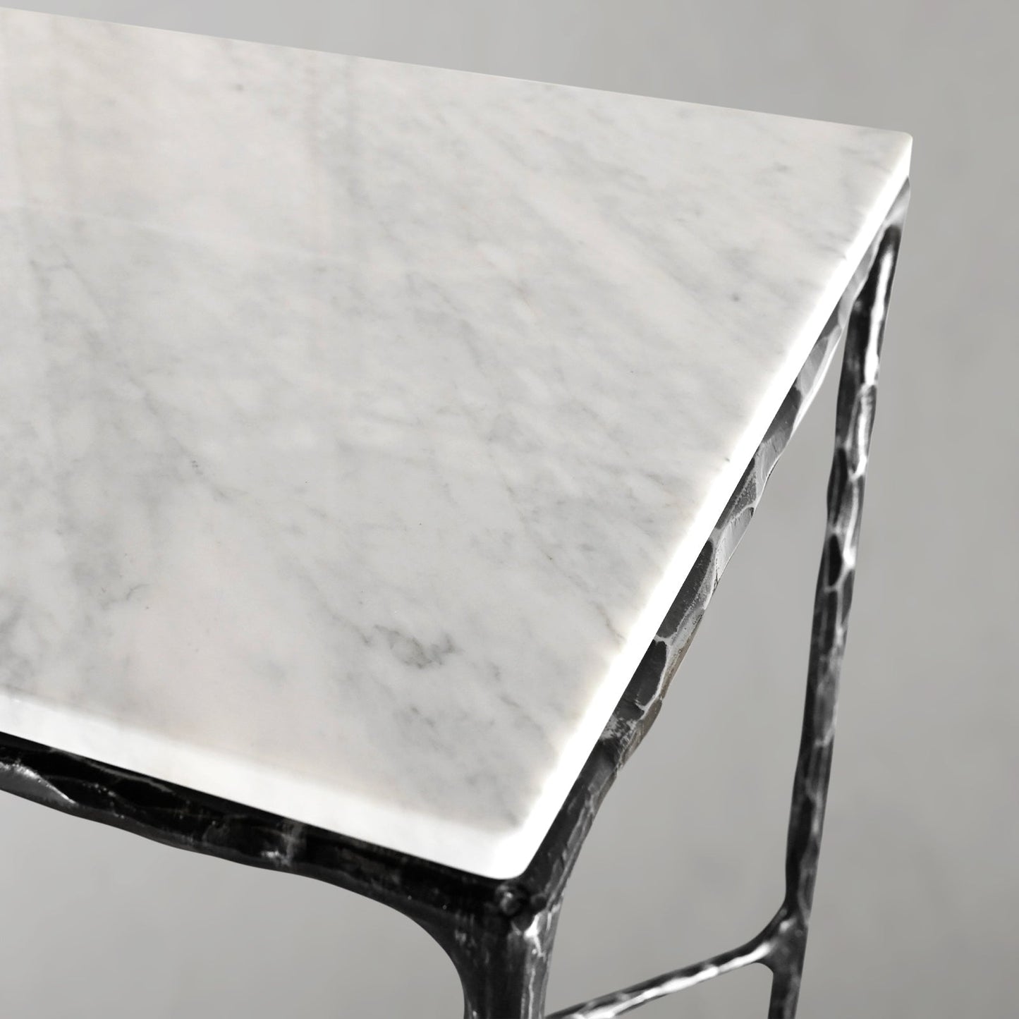 Hand Forged Metal Rectangle Marble Desk