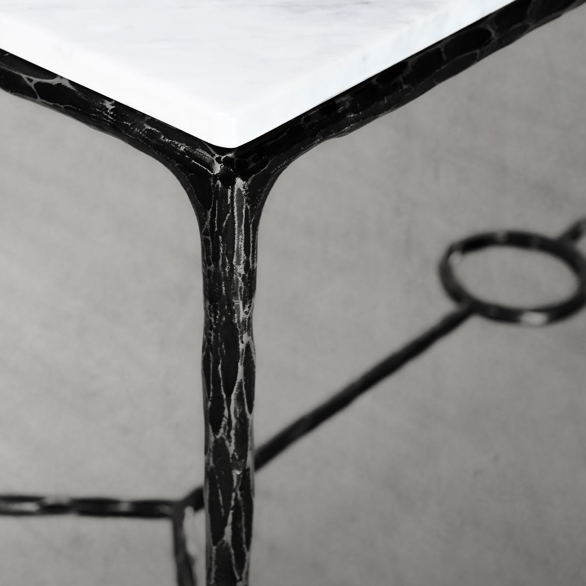 Hand Forged Metal Rectangle Marble Desk