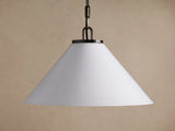 Large Noma Cone Pendant with Chain in Bronze with Milk Glass