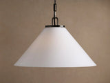 Large Noma Cone Pendant with Chain in Brass with Milk Glass
