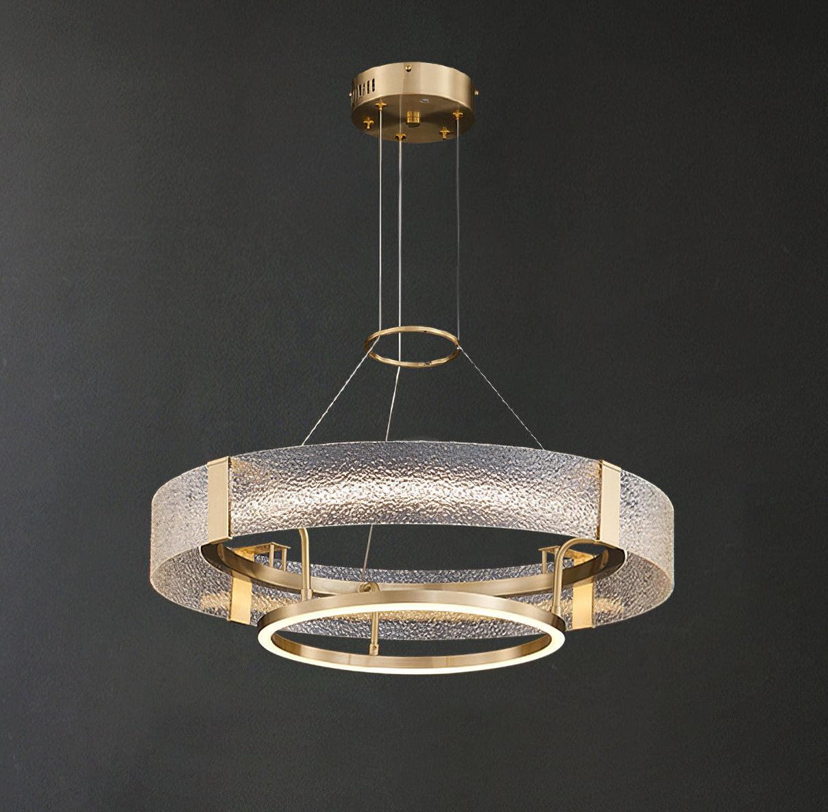 Ripple Glass Chandelier with 1/2/3 Tier - ring-1-Luxehomezone