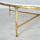 Hand-Forged Metal Marble Round Coffee Table 36" 55"