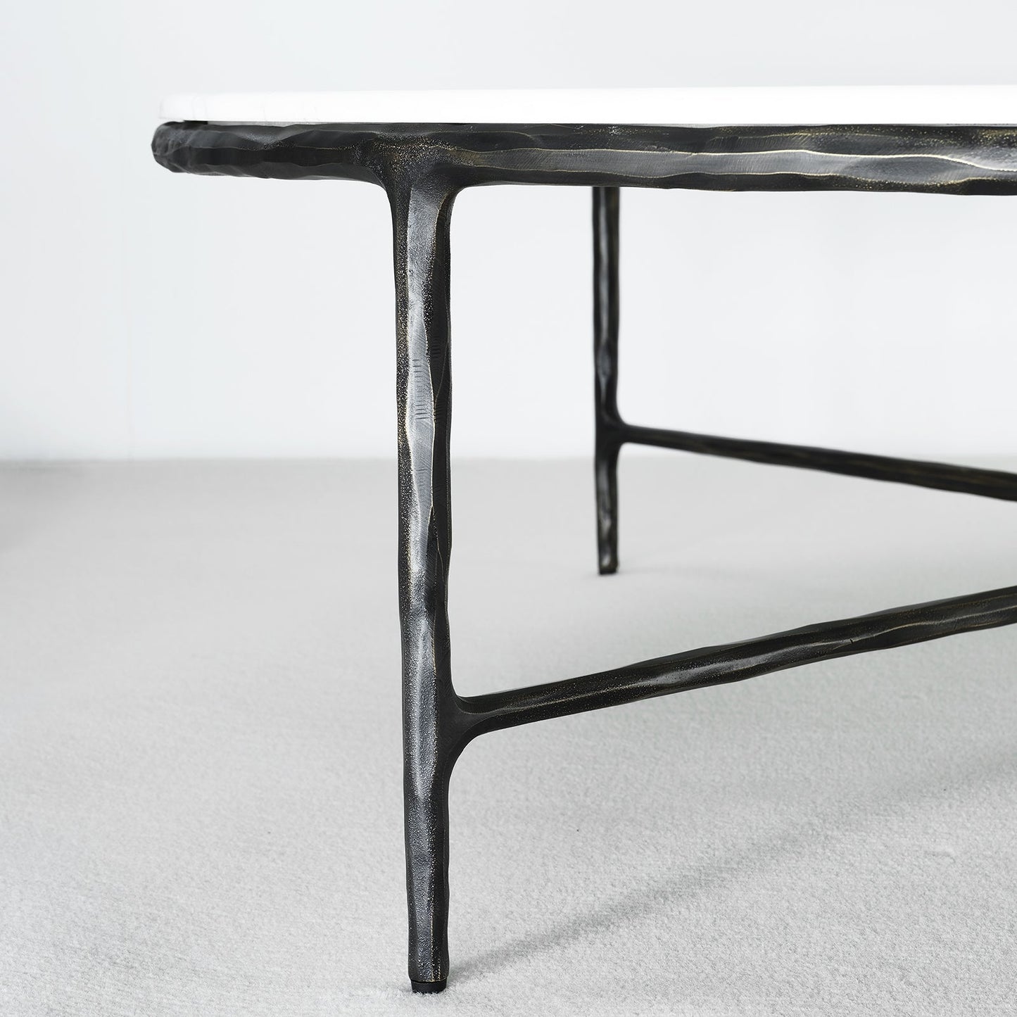 Hand-Forged Metal Marble Round Coffee Table 36" 55"