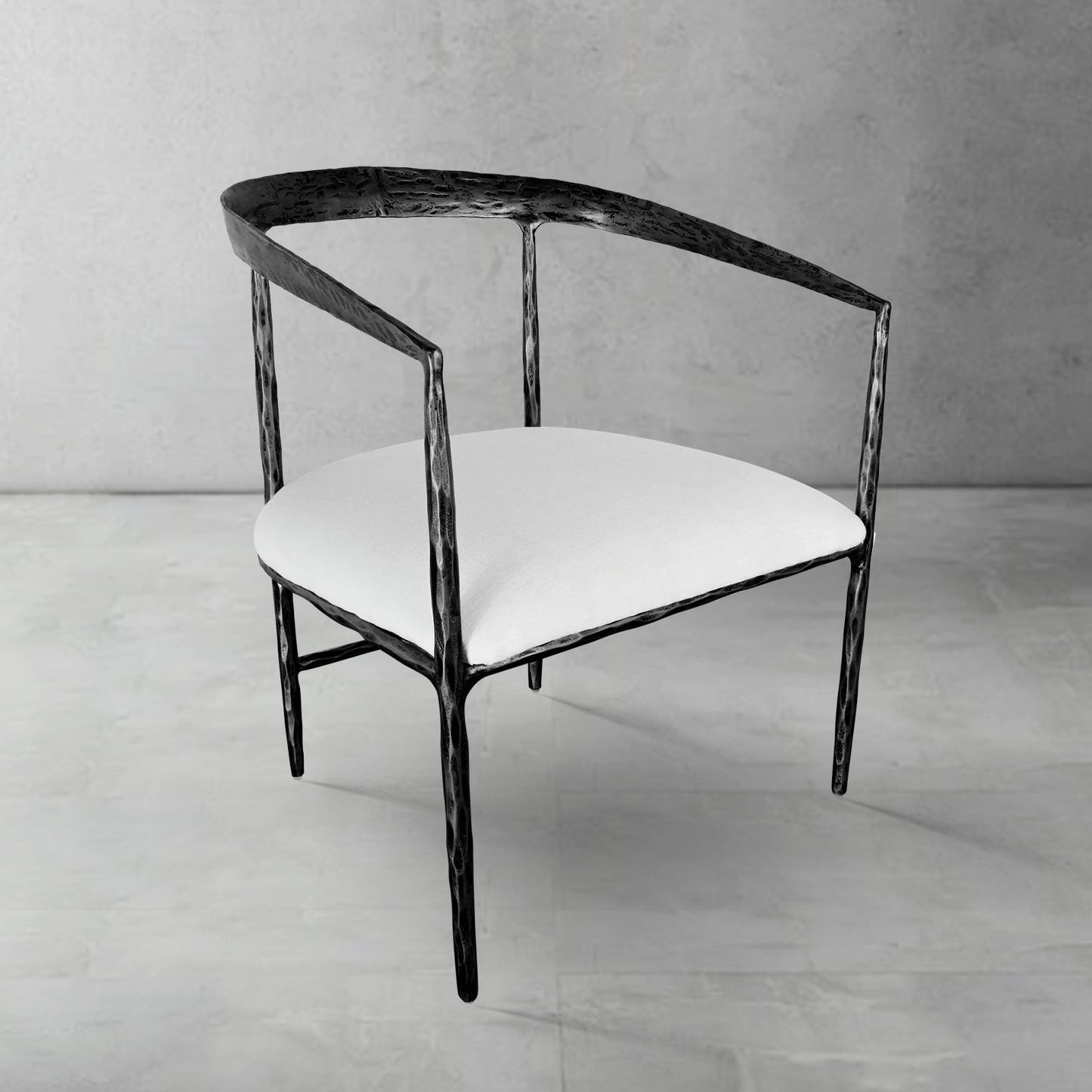 Hand-Forged Metal Curved Chair