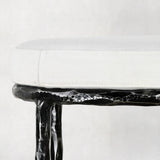 Hand-Forged Metal Backless Fabric Swivel Stool