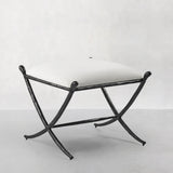 Hand Forged Metal Horn Fabric Base Stool