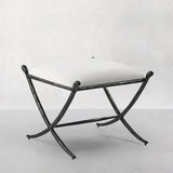 Hand Forged Metal Horn Fabric Base Stool