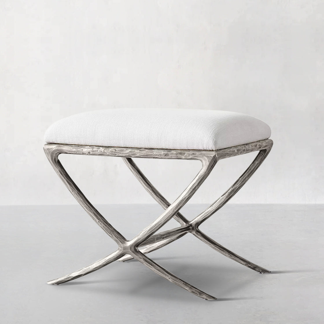 Hand Forged Metal X-base Stool