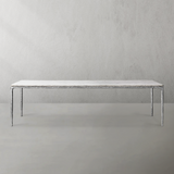 Hand-Forged Metal Marble Rectangular Dining Table