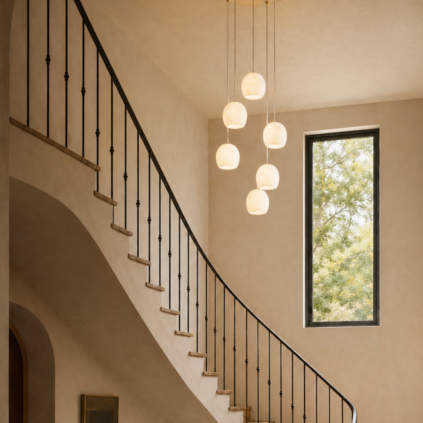 Arica Alabaster Round Chandelier