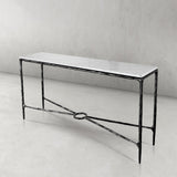 Hand Forged Metal Rectangle Marble Console Table 60" 72"