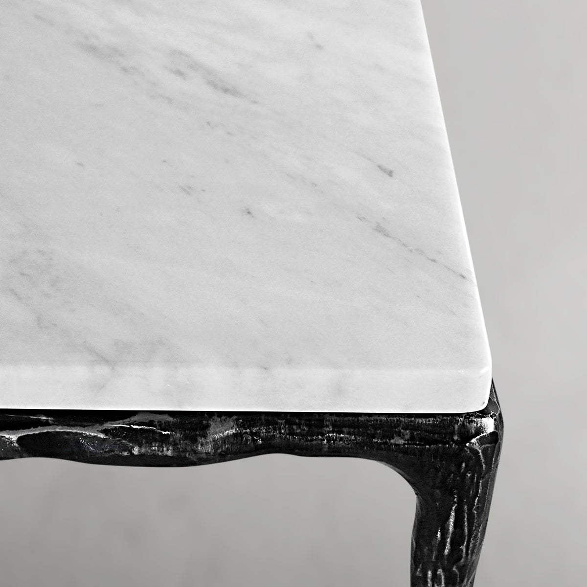 Hand Forged Metal Rectangle Marble Console Table 60" 72"