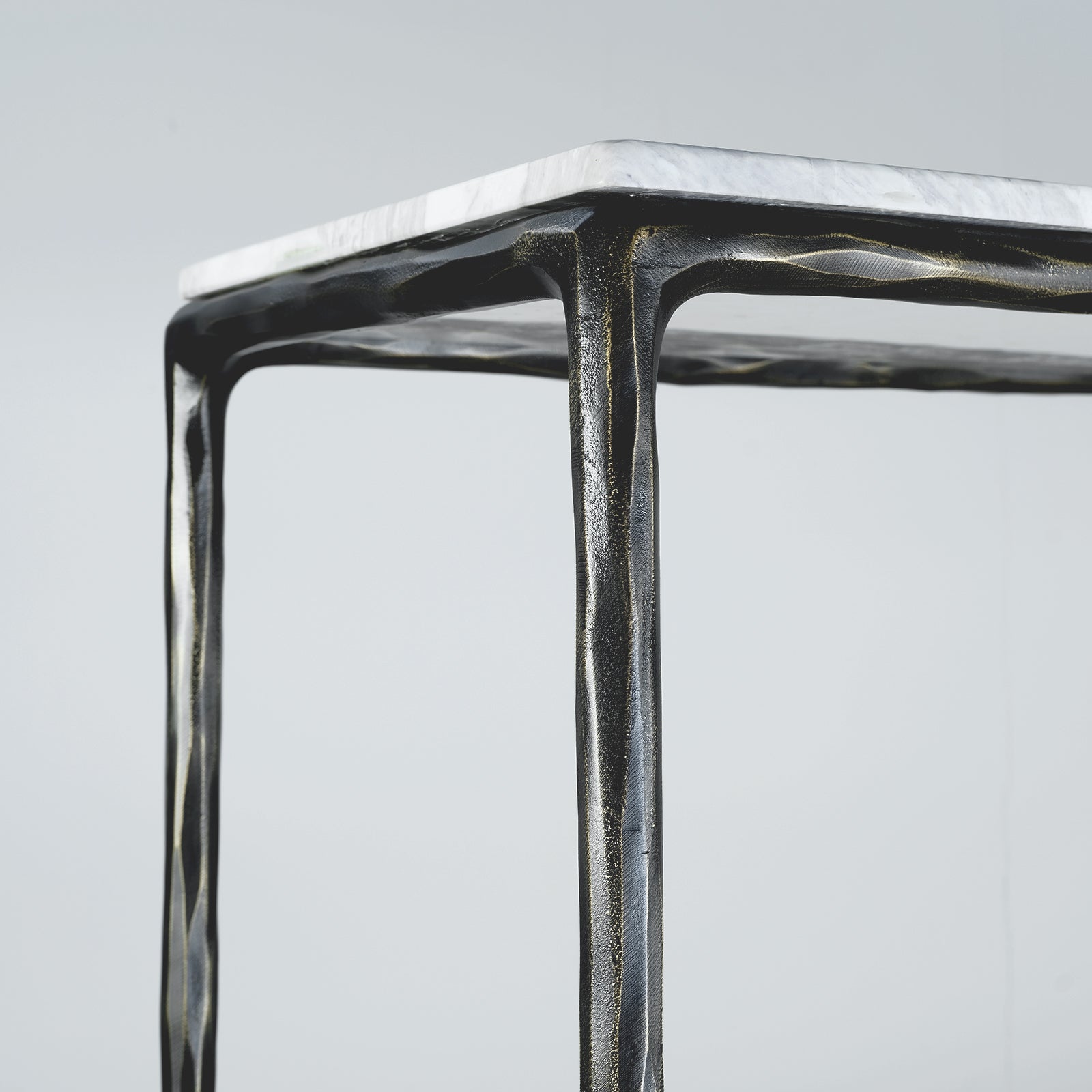 Hand Forged Metal Rectangle Marble Console Table 60" 72"