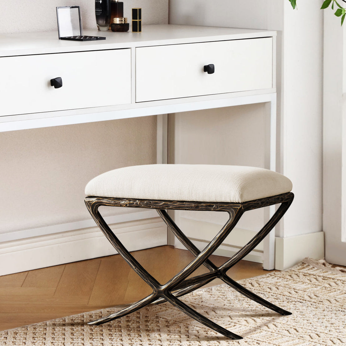 Hand Forged Metal X-base Stool
