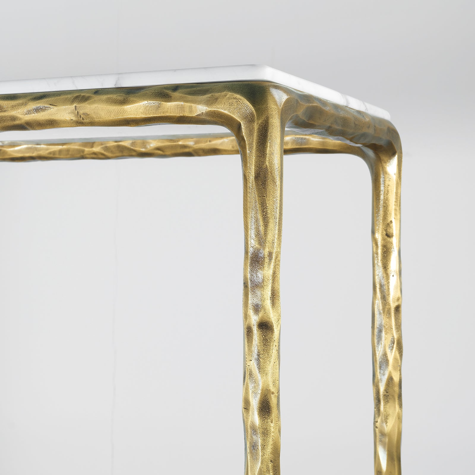 Hand Forged Metal Rectangle Marble Console Table 60" 72"