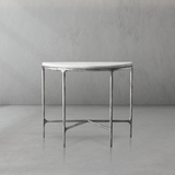 Hand Forged Metal Semi-Circle Marble Console Table