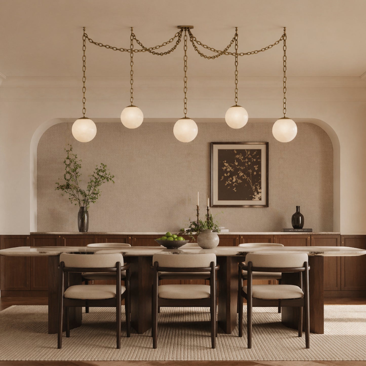 Valen Alabaster 5 Swag Chandelier