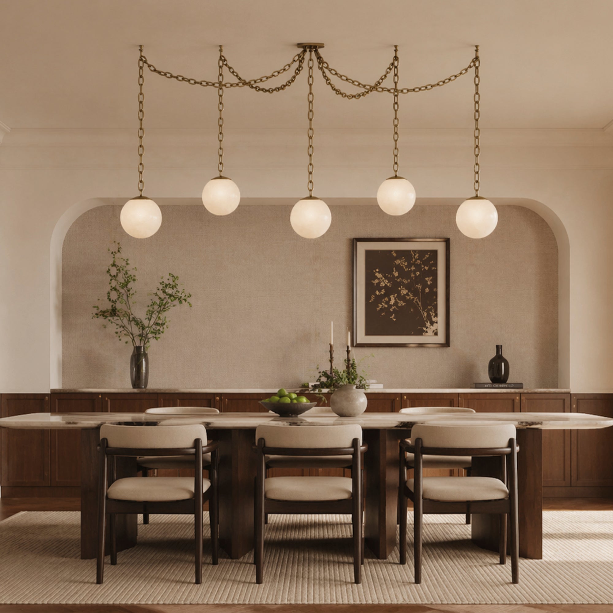 Valen Alabaster 5 Swag Chandelier
