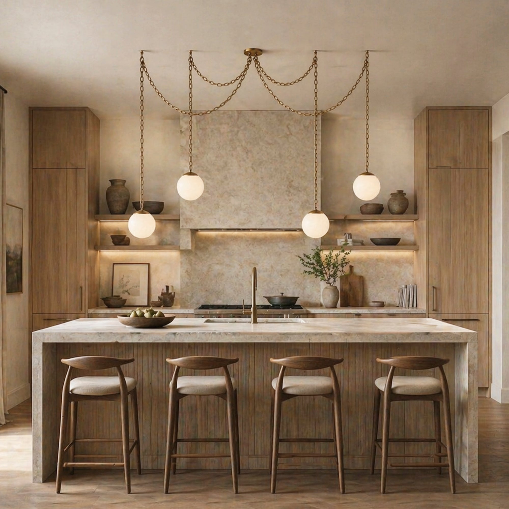 Valen Alabaster 4 Swag Chandelier