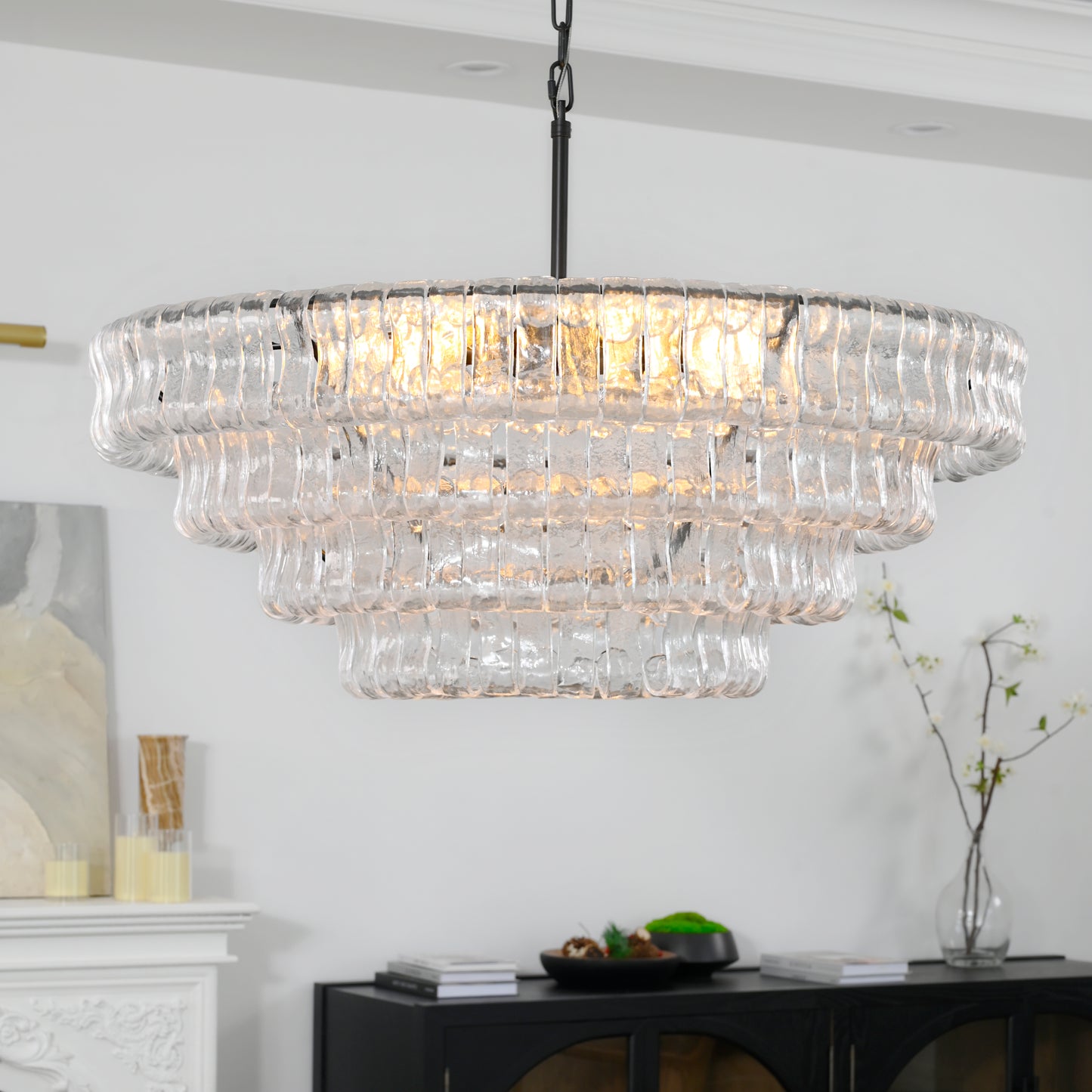 Ghiaccio 4-Tier Round Chandelier 36"