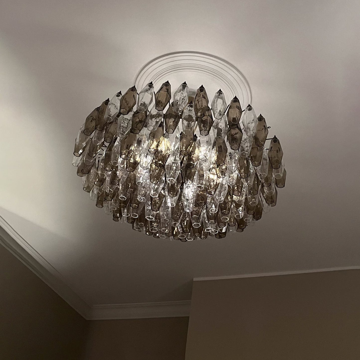 Verona Round Chandelier 35" - 185 glass – Multi Color Smoked and Clear