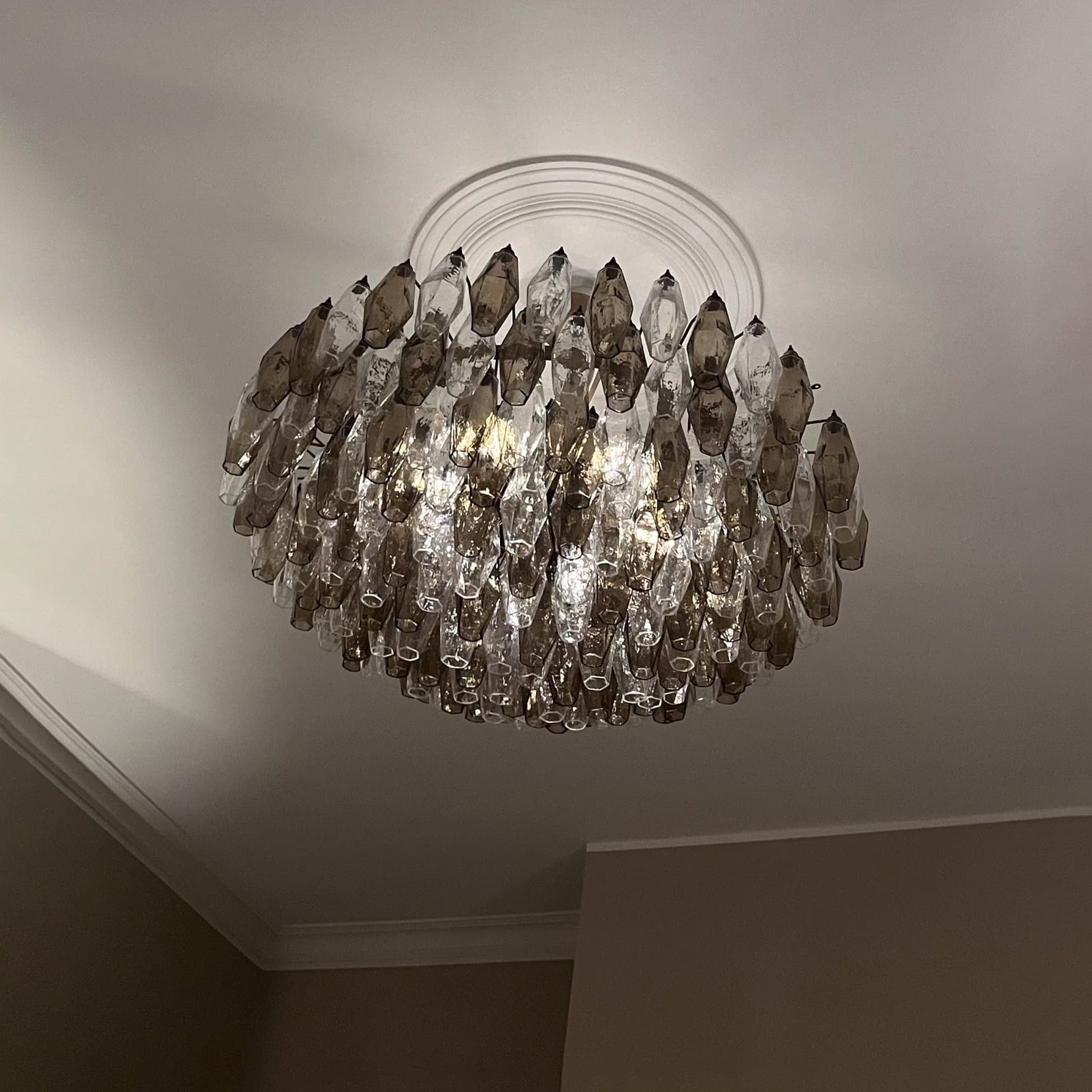Verona Round Chandelier 35" - 185 glass – Multi Color Smoked and Clear