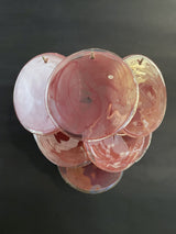 Murano-Style Wall Lamp | 10 Alabaster Pink Disc Glass | Set of 2