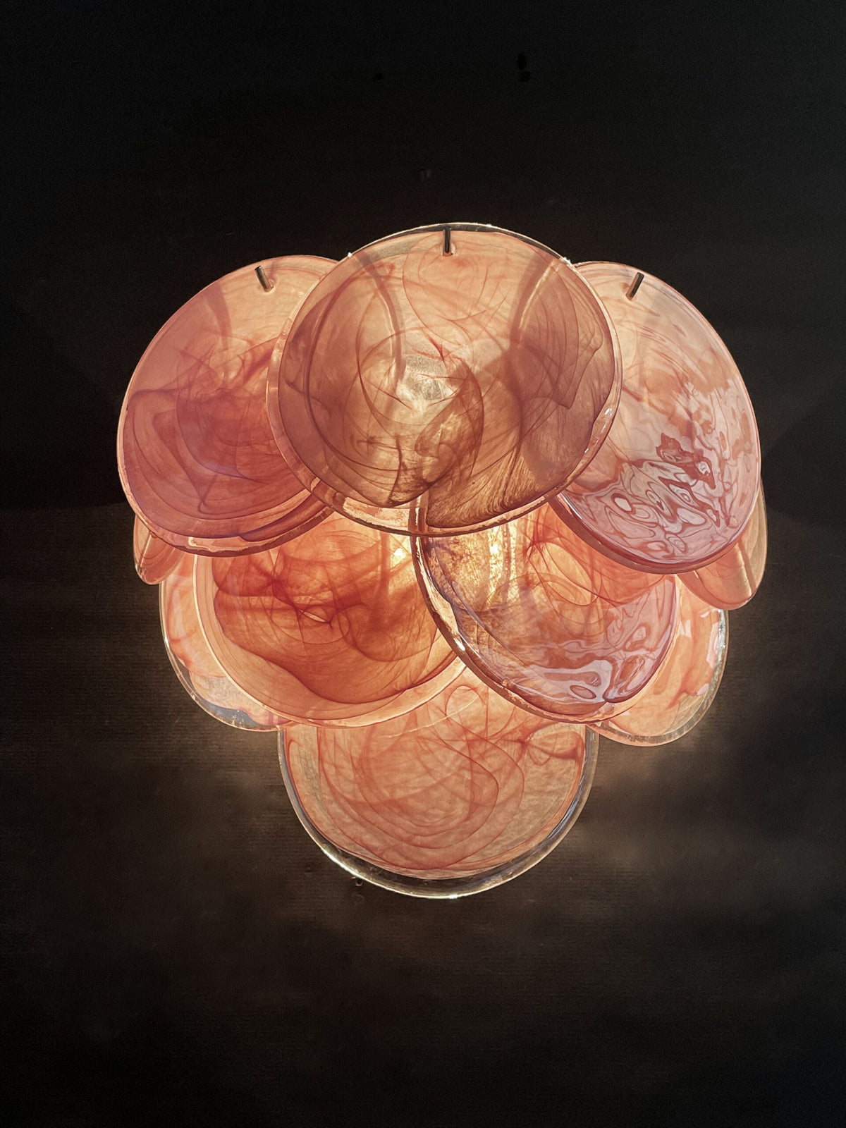 Murano-Style Wall Lamp | 10 Alabaster Pink Disc Glass | Set of 2