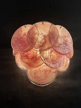 Murano-Style Wall Lamp | 10 Alabaster Pink Disc Glass | Set of 2