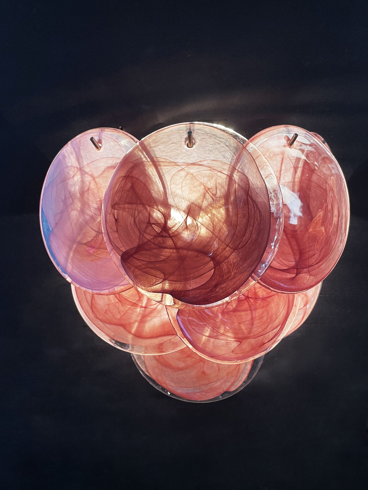 Murano-Style Wall Lamp | 10 Alabaster Pink Disc Glass | Set of 2