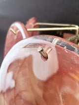 Murano-Style Wall Lamp | 10 Alabaster Pink Disc Glass | Set of 2