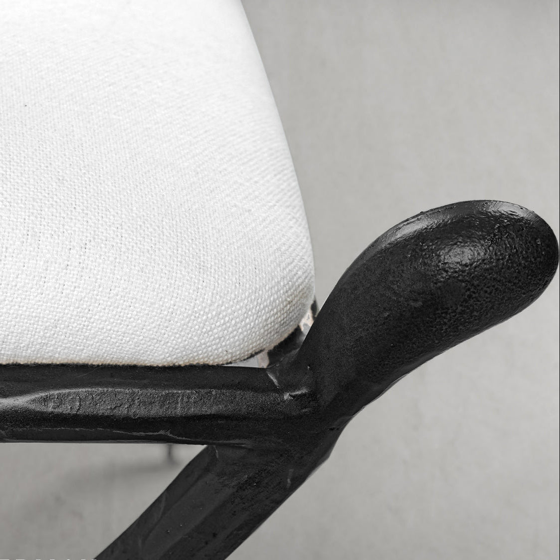 Hand Forged Metal Horn Fabric Base Stool