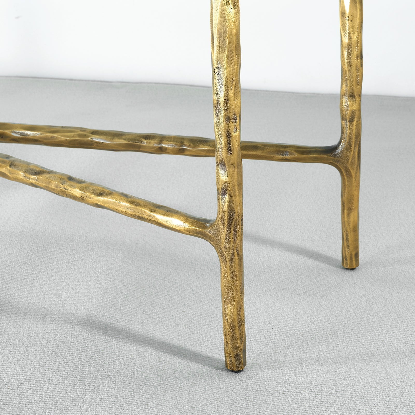 Hand Forged Metal Rectangle Marble Console Table 60" 72"