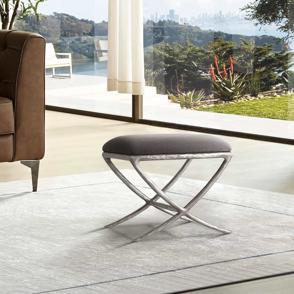 Hand Forged Metal X-base Stool
