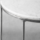 Hand Forged Metal Semi-Circle Marble Console Table