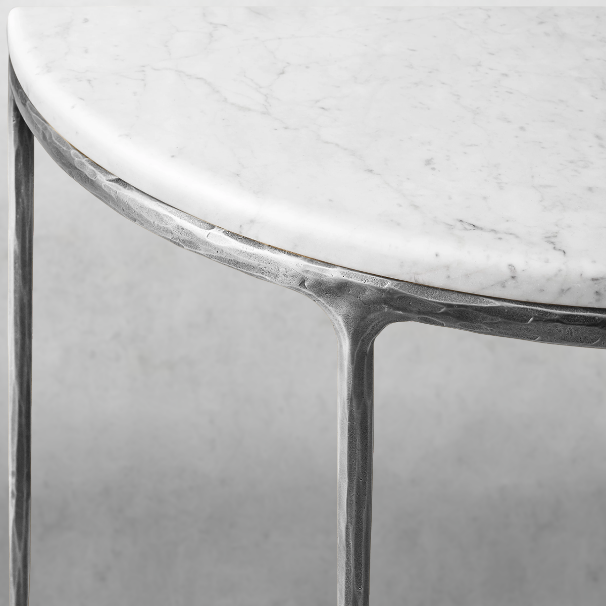 Hand Forged Metal Semi-Circle Marble Console Table