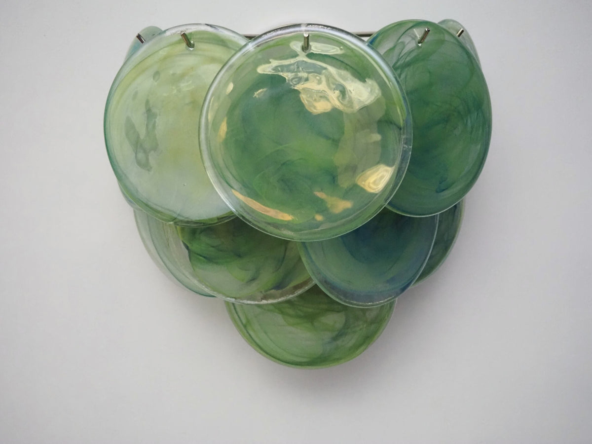 Murano-Style Wall Lamp | 10 Alabaster Green Disc Glass | Set of 2