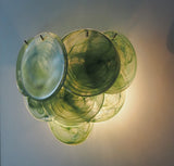 Murano-Style Wall Lamp | 10 Alabaster Green Disc Glass | Set of 2