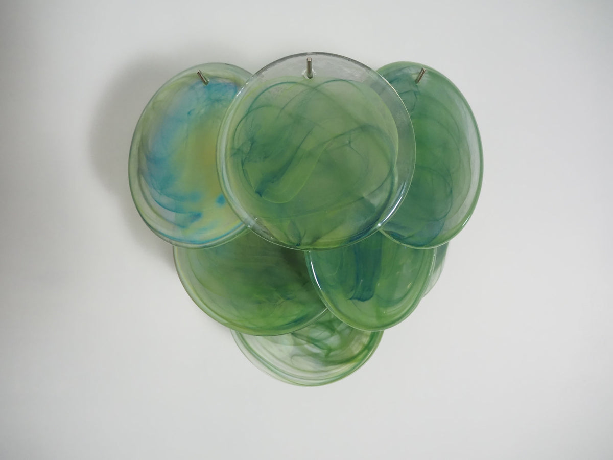 Murano-Style Wall Lamp | 10 Alabaster Green Disc Glass | Set of 2