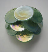Murano-Style Wall Lamp | 10 Alabaster Green Disc Glass | Set of 2