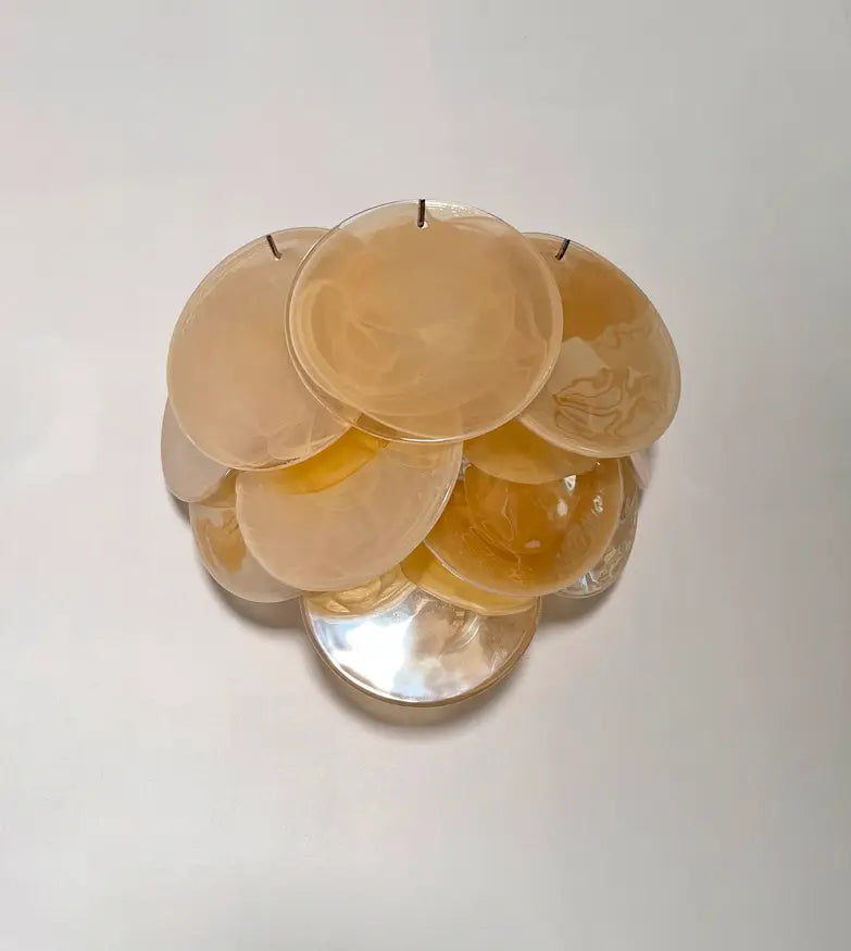 Murano-Style Wall Lamp | 10 Alabaster Gold Disc Glass | Set of 2