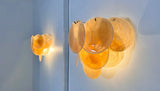 Murano-Style Wall Lamp | 10 Alabaster Gold Disc Glass | Set of 2