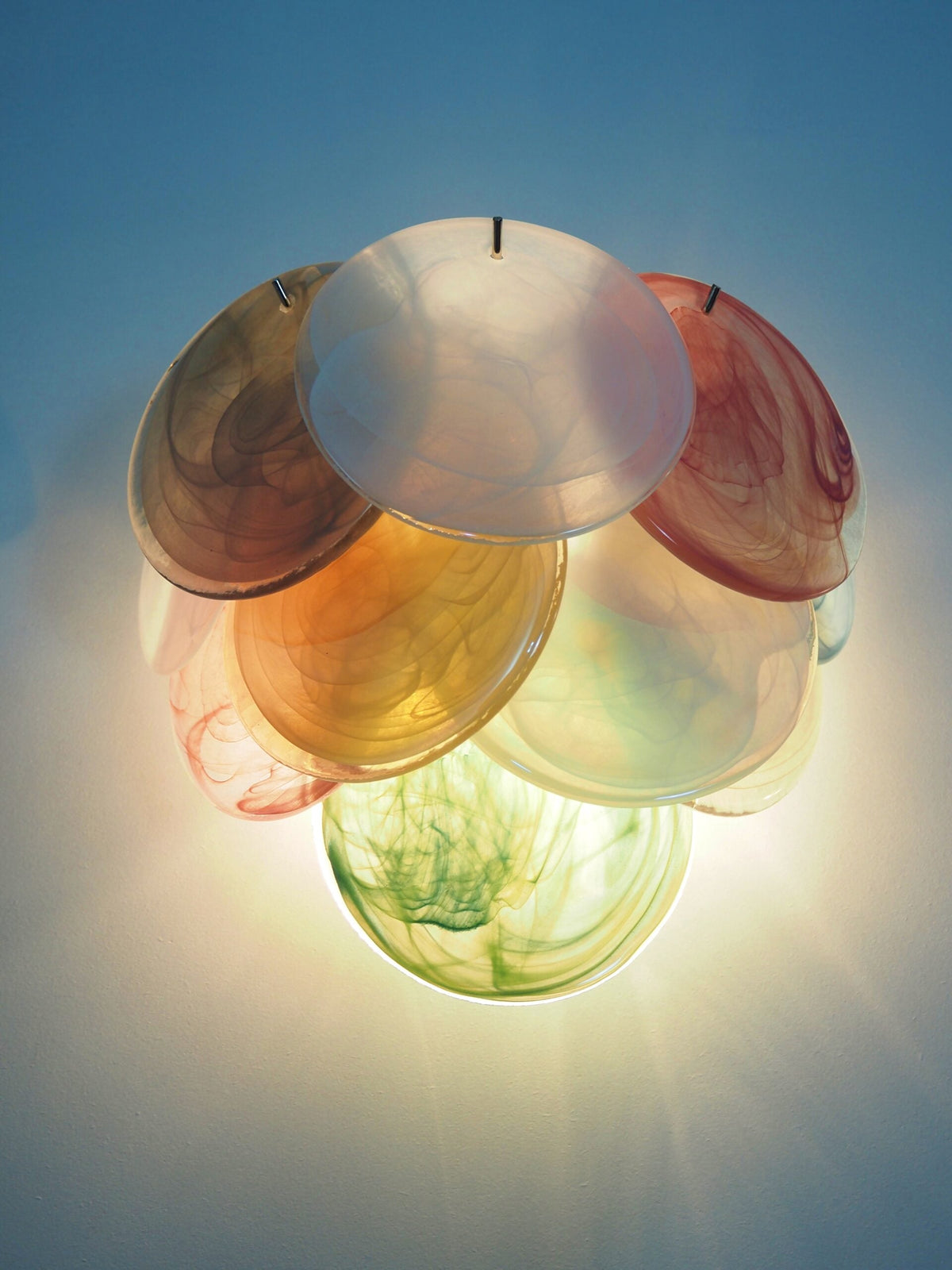 Murano-Style Wall Lamp | 10 Multicolour Disc Glass | Set of 2