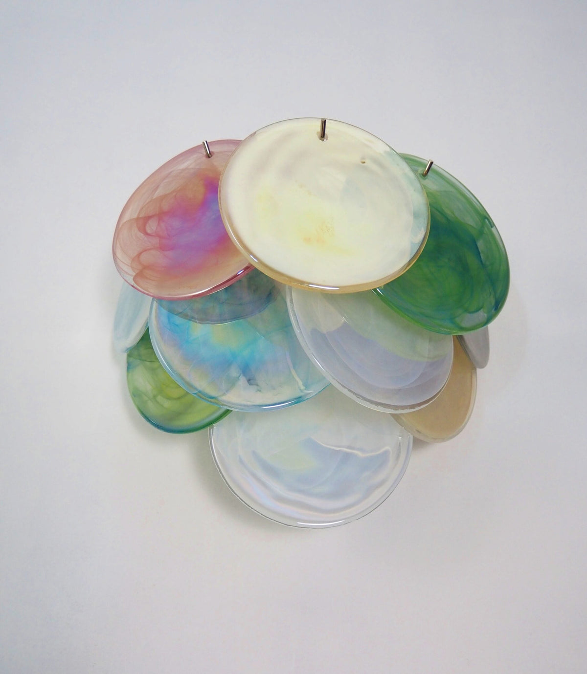 Murano-Style Wall Lamp | 10 Multicolour Disc Glass | Set of 2