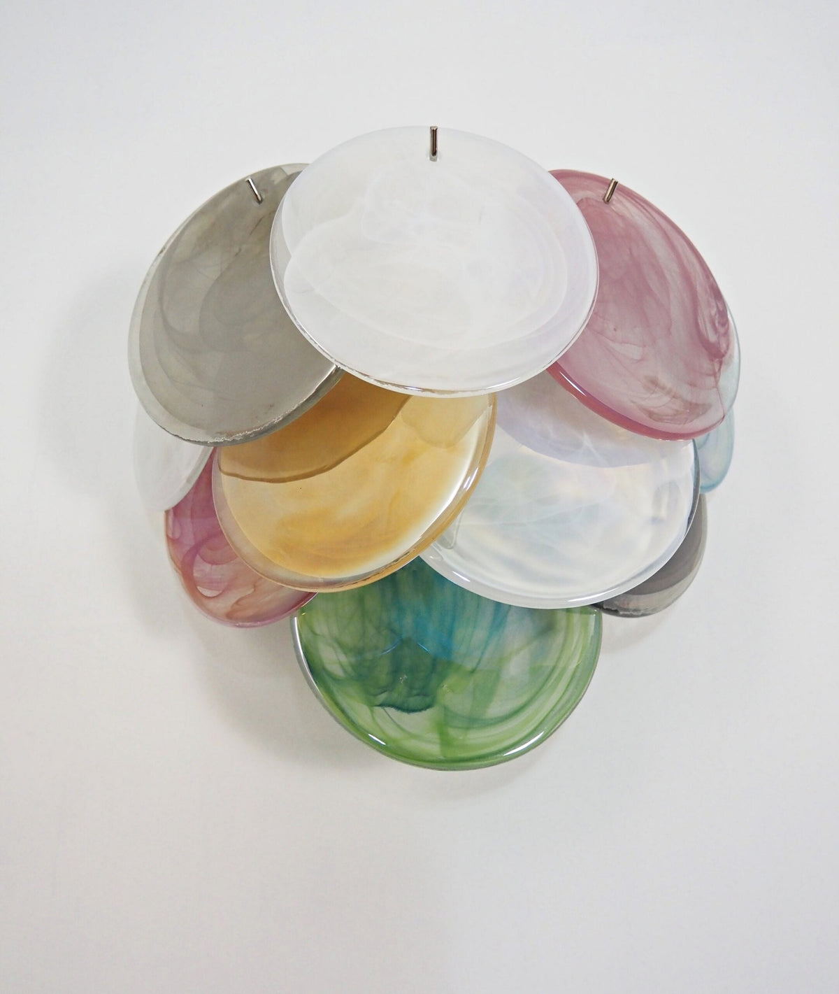 Murano-Style Wall Lamp | 10 Multicolour Disc Glass | Set of 2