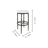 Hand-Forged Metal Backless Fabric Swivel Stool