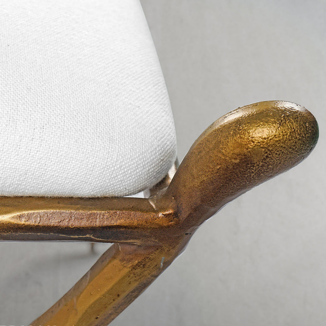 Hand Forged Metal Horn Fabric Base Stool