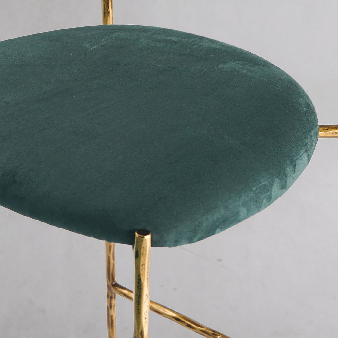 Hand Forged Metal Green Fabric Bar Stool