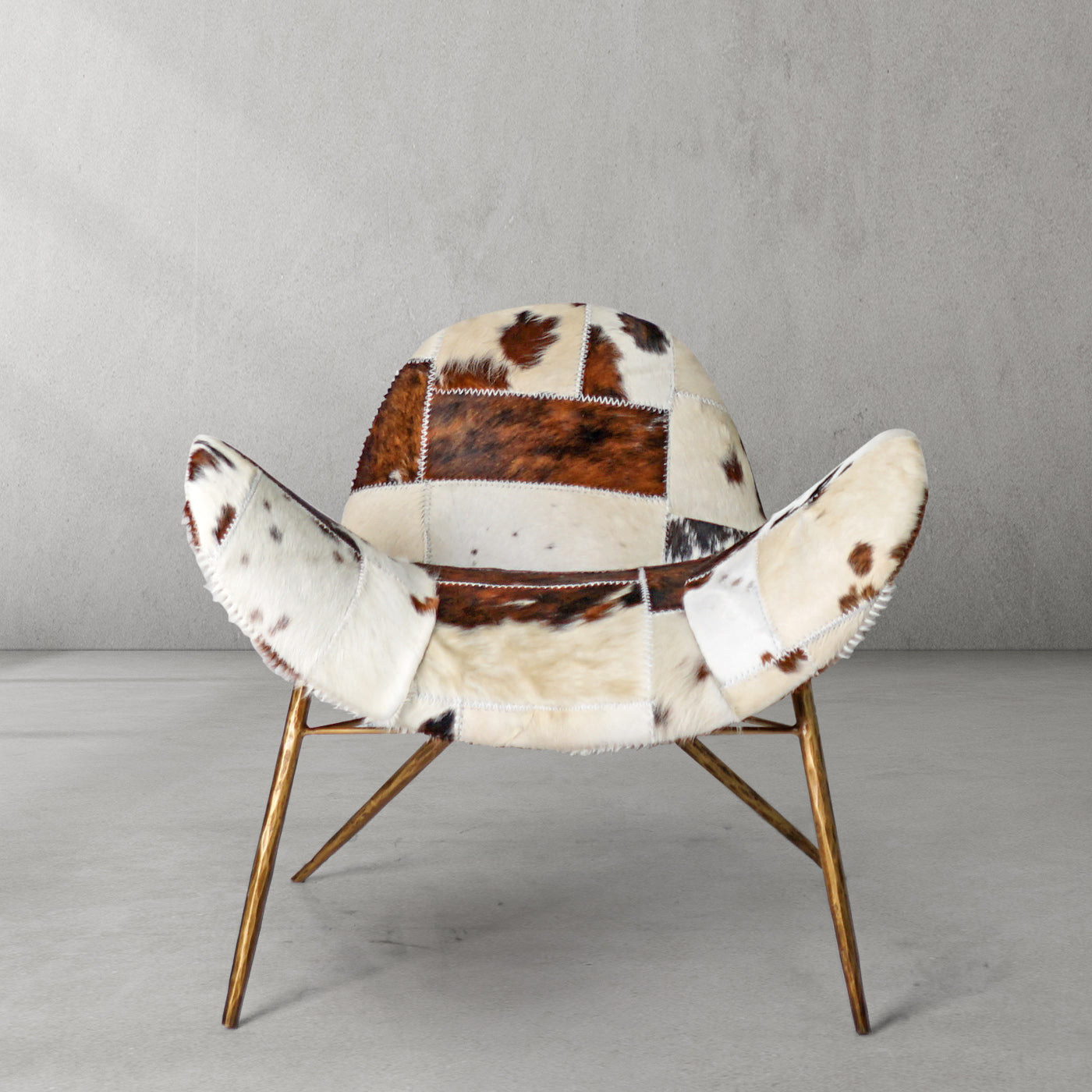 Hand Forged Metal Milk Coffee Fur Lounge Chair