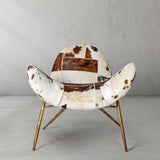 Hand Forged Metal Milk Coffee Fur Lounge Chair